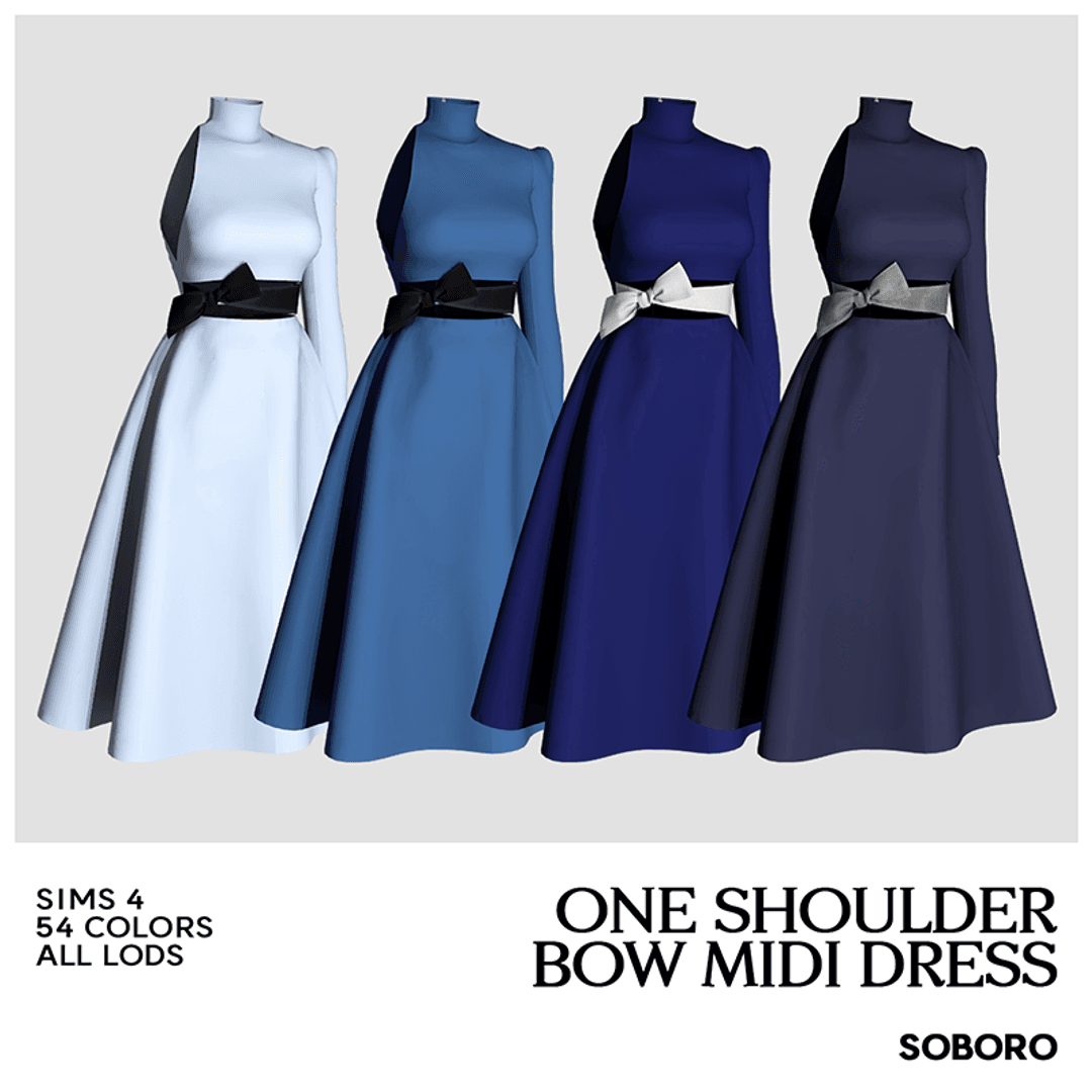 Скриншот мода Платье One Shoulder Bow Midi Dress